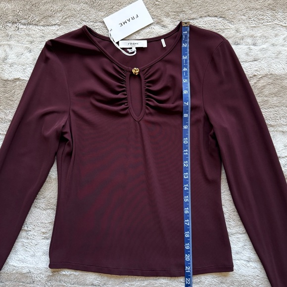 FRAME The Keyhole Matte Jersey Top in Cabernet Size S - Picture 11 of 16